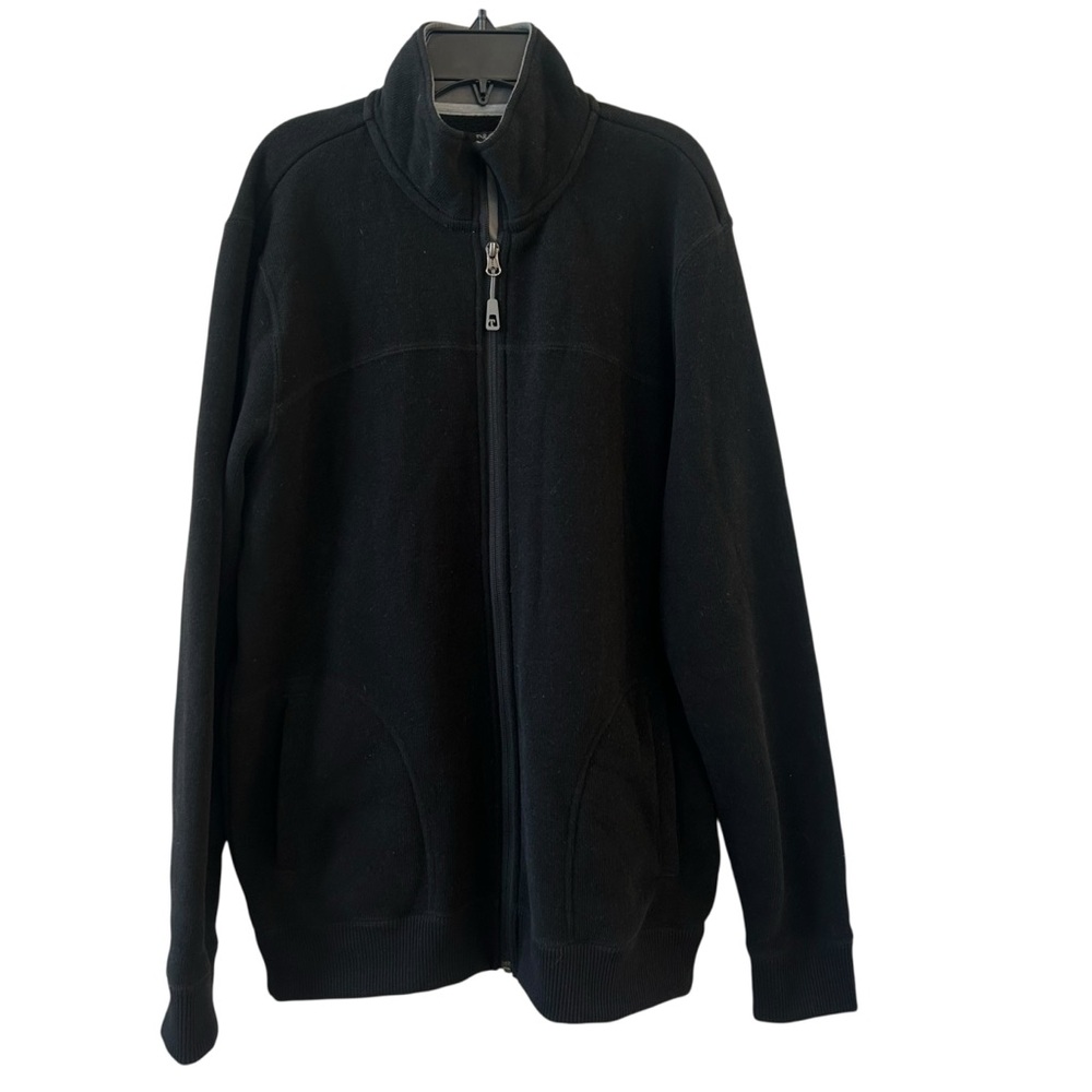 Men's Toad&Co Black Zip Up Sweater Thick Warm Large